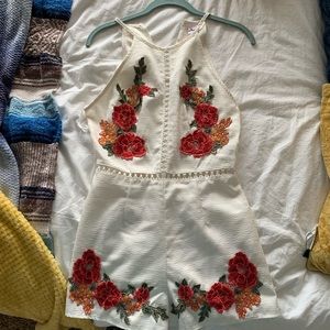 White embroidered romper